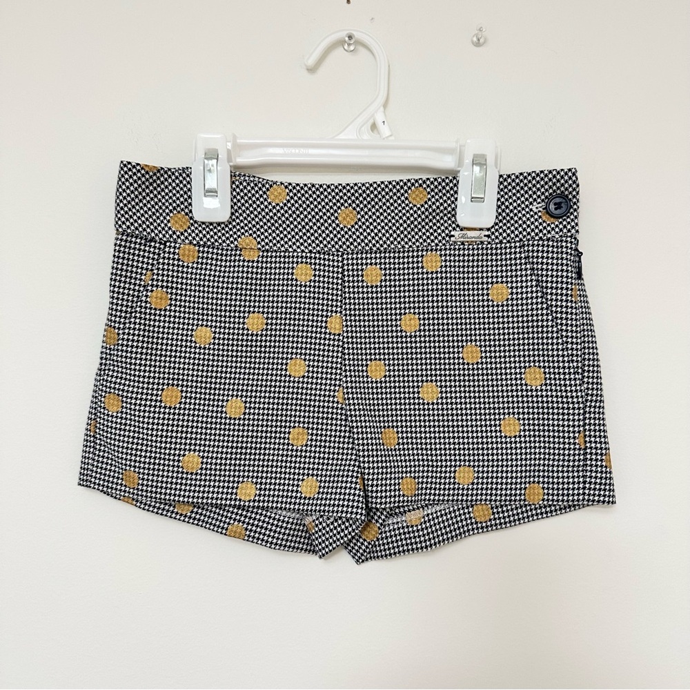Miranda Girls High-Waist Houndstooth Shorts with Gold Polka Dots Girls size 6